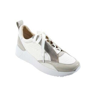Vaneli Alima Beaded Sneakers Shoes Womens 8 White Lace Up Nylon Monili Trim Shoe